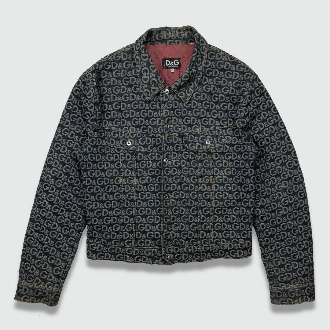 ドルチェアンドガッバーナ D&G オールロゴ モノグラム　デニムジャケット M ドルチェアンドガッバーナ D&G オールロゴ モノグラム デニム