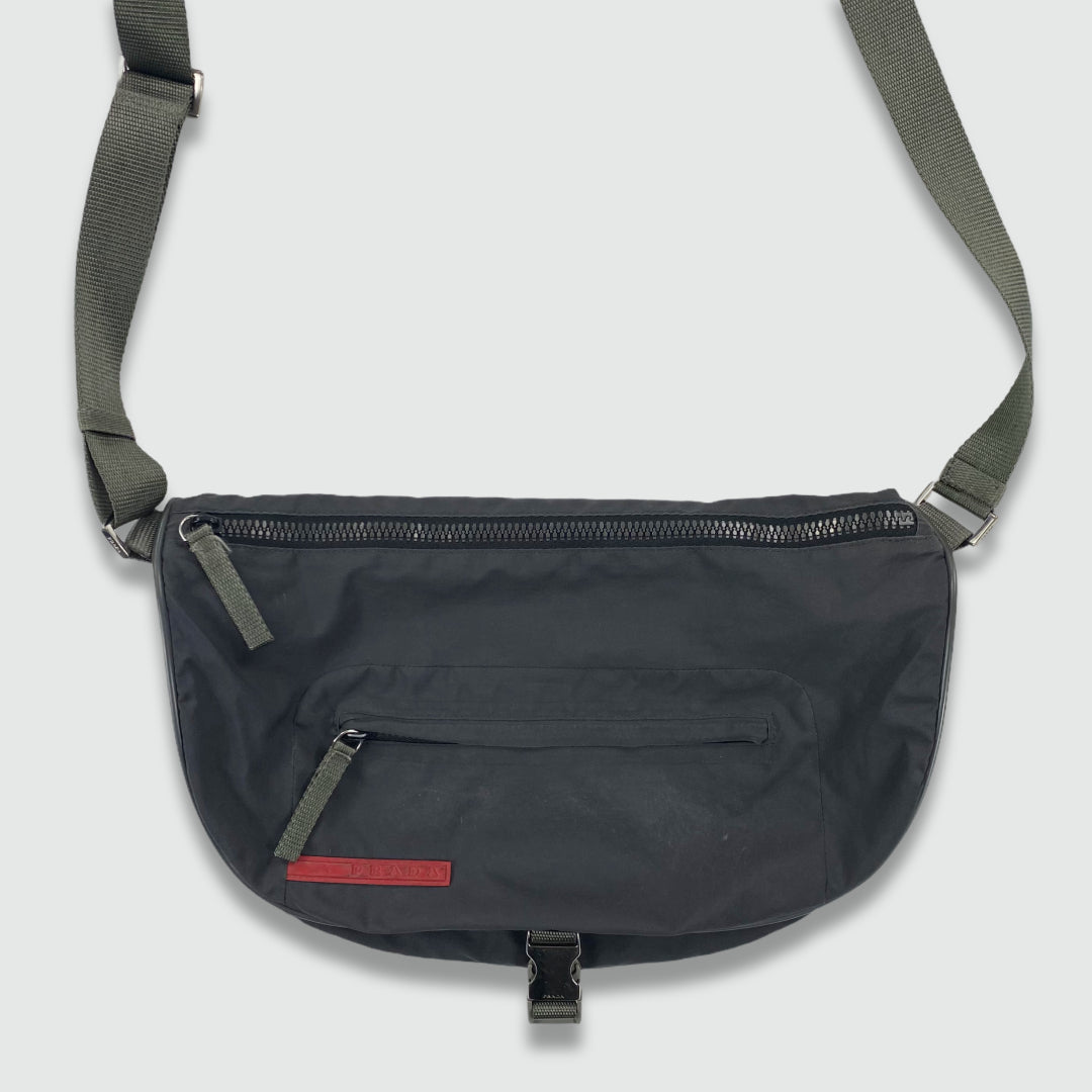 PRADAスポーツ ボディバッグ ダークグレー LINEA ROSSA プラダ （PRADA） プラダスポーツ リネアロッサ メッシュ