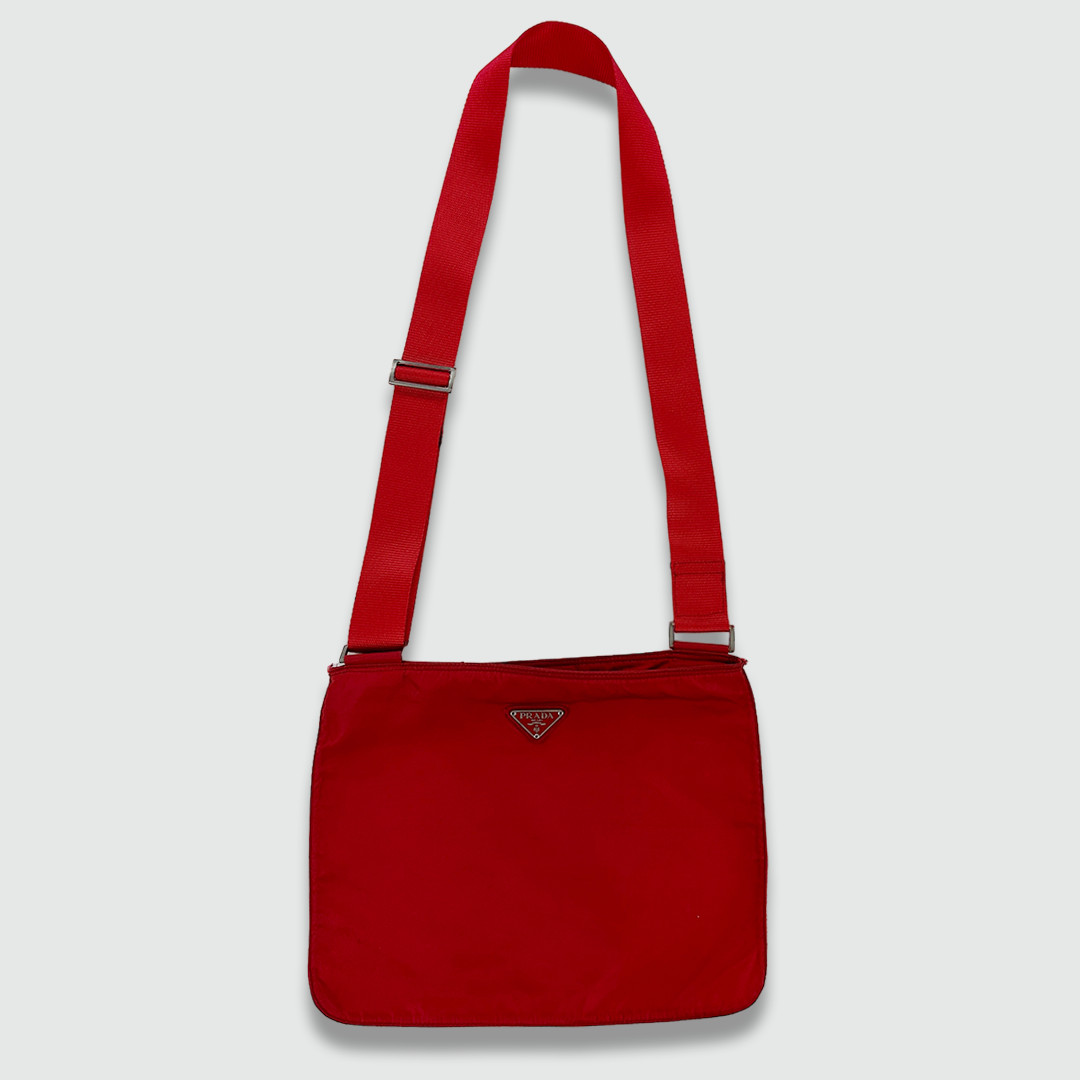 Red prada discount nylon crossbody bag