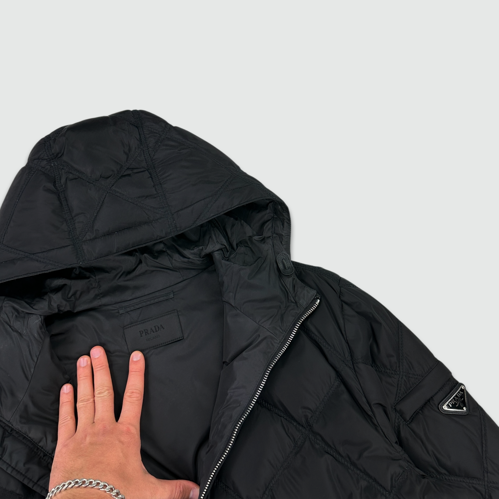 Prada Nylon Diamond Puffer (L)