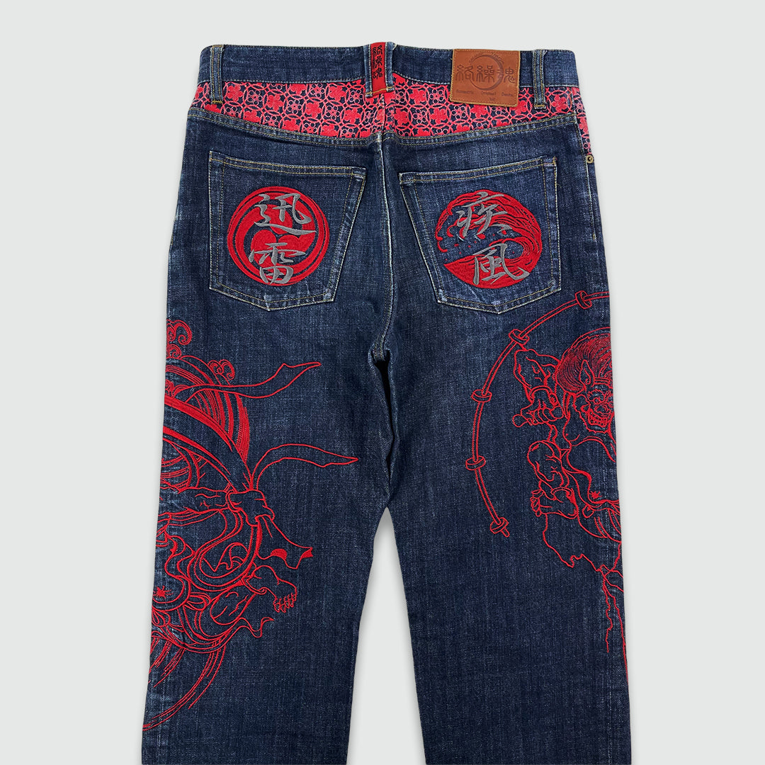 Japanese God Embroidered Jeans (W34 L34)