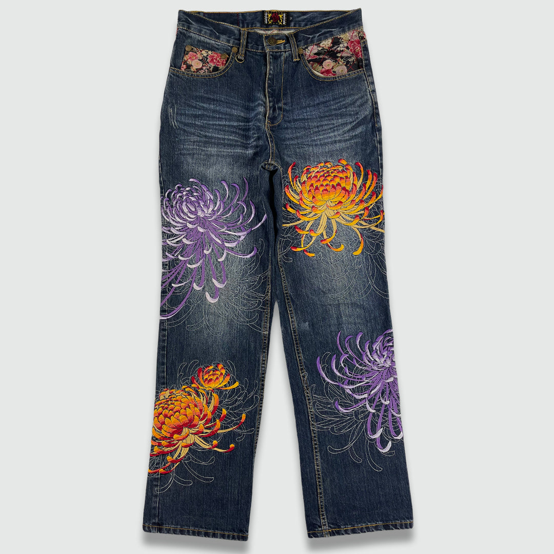 Lotus Flower Embroidered Jeans (W30 L32)