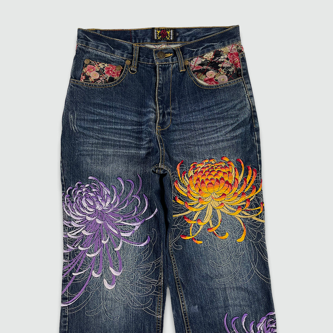 Lotus Flower Embroidered Jeans (W30 L32)