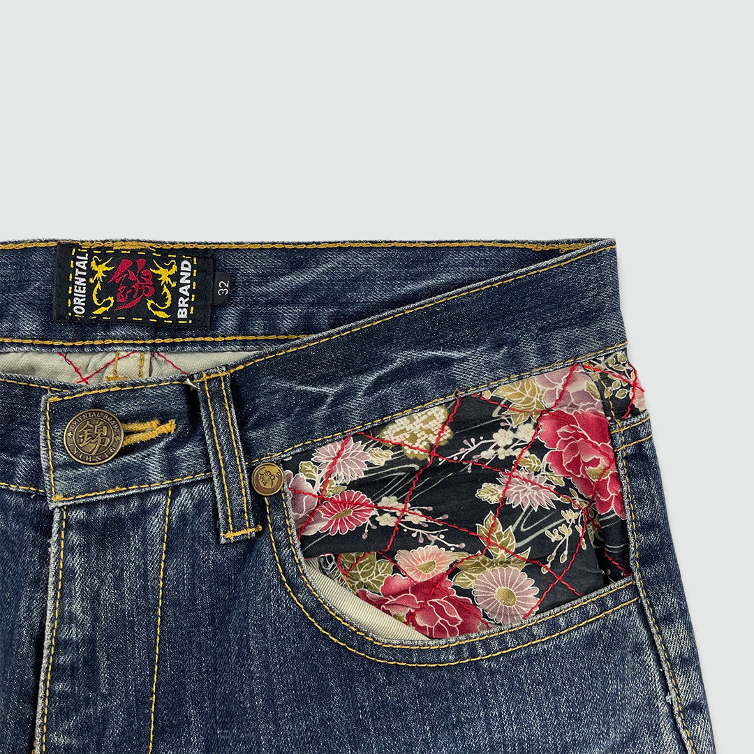 Lotus Flower Embroidered Jeans (W30 L32)