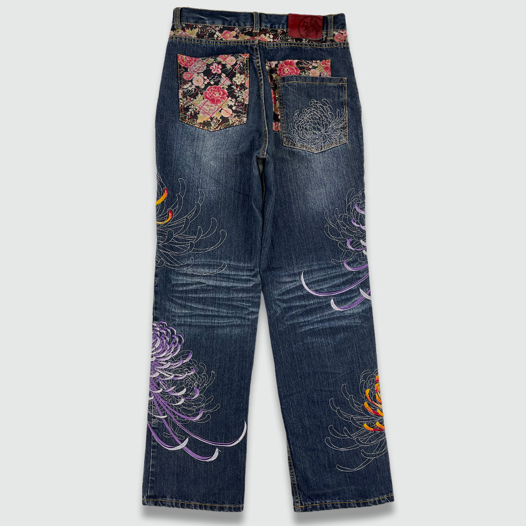 Lotus Flower Embroidered Jeans (W30 L32)