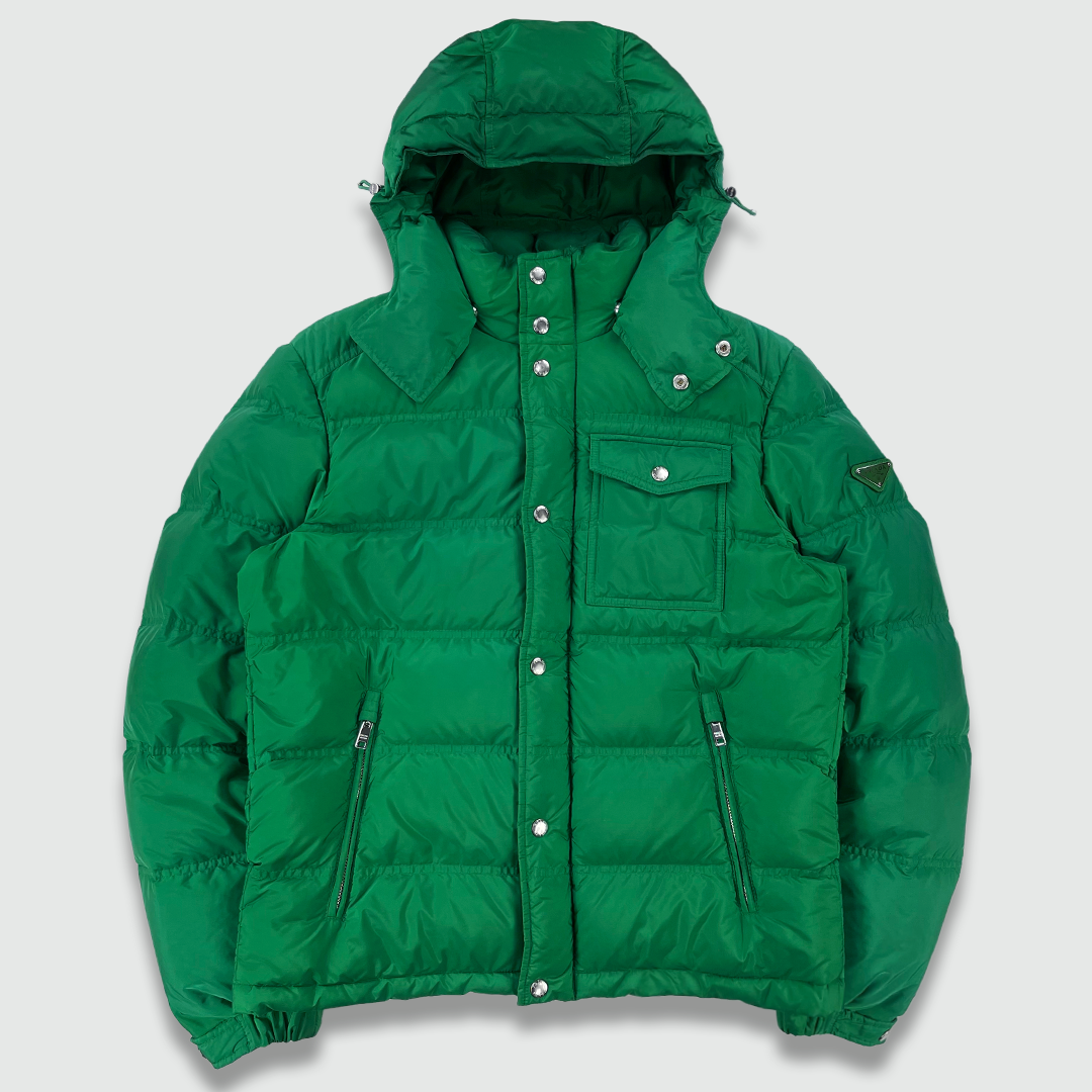 Prada green top puffer coat