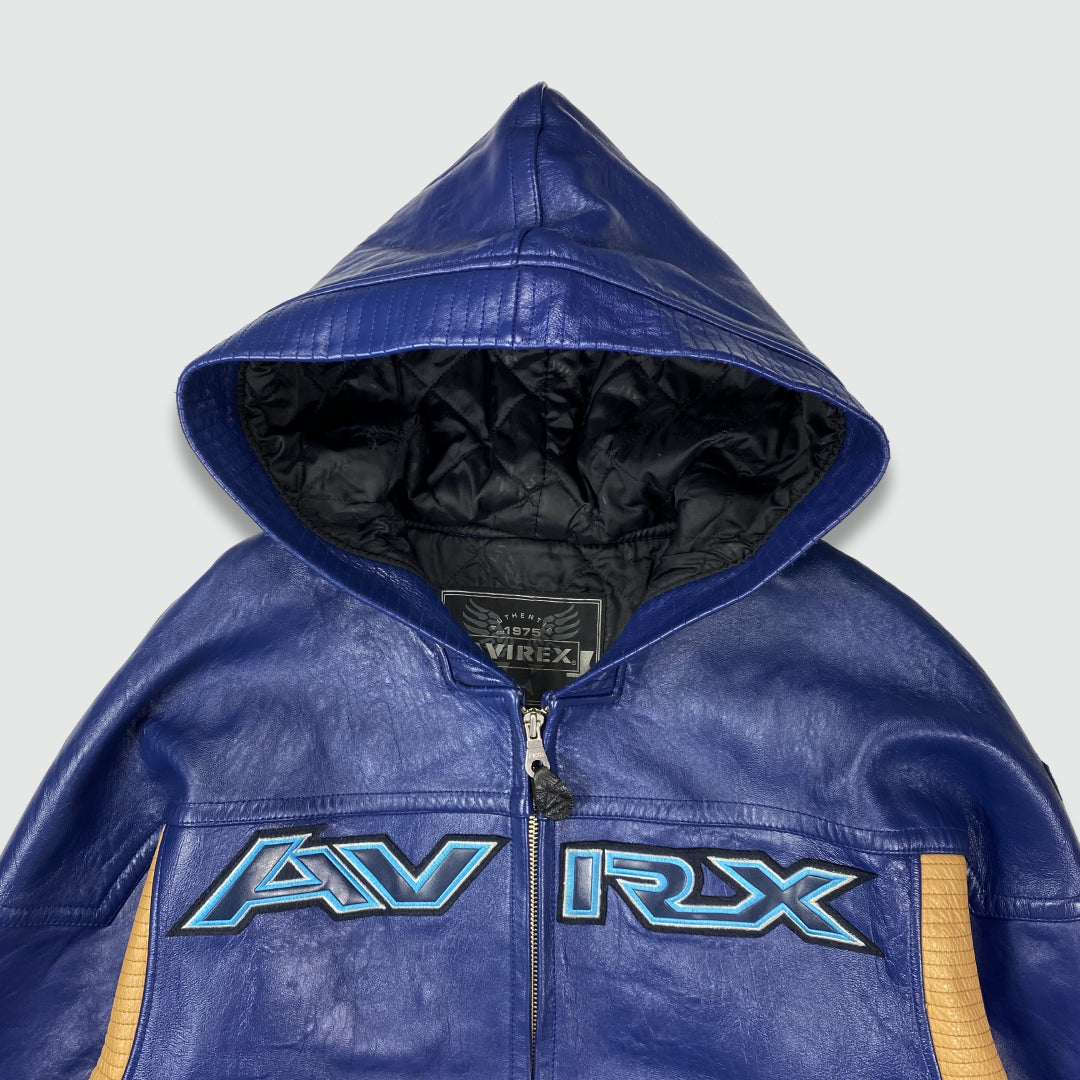 Vintage Avirex Hooded Leather Jacket (XL)