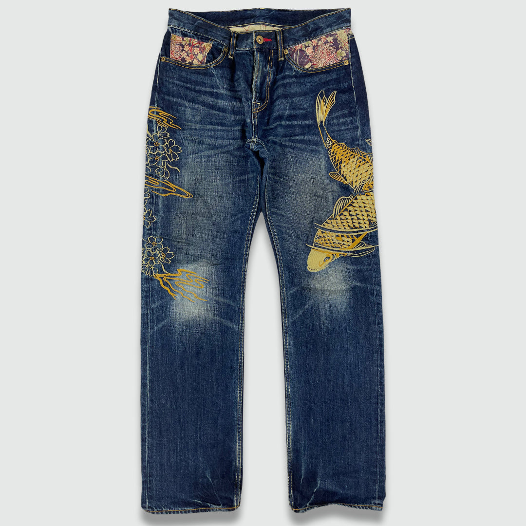 Koi Fish Embroidered Jeans (W32 L32)