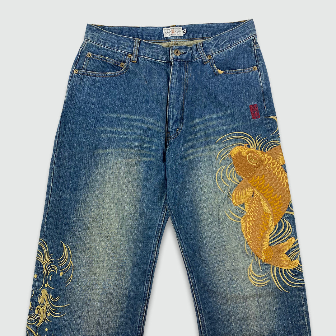 Koi Fish Embroidered Jeans (W34 L33)