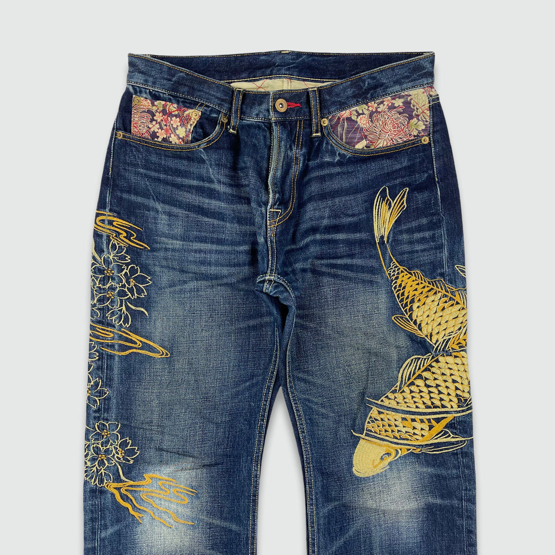 Koi Fish Embroidered Jeans (W32 L32)