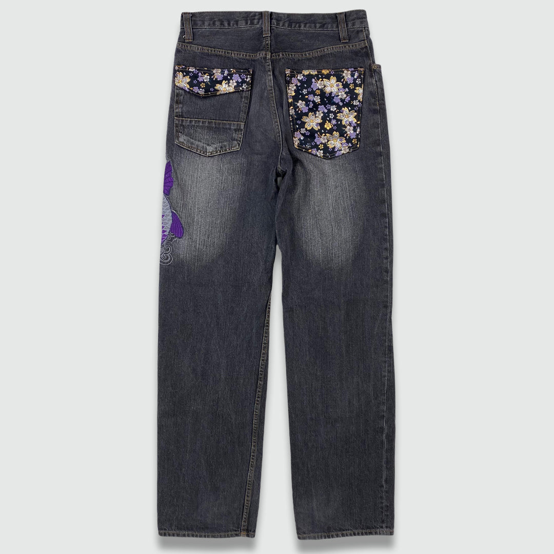 Koi Fish Embroidered Denim (W32 L33)