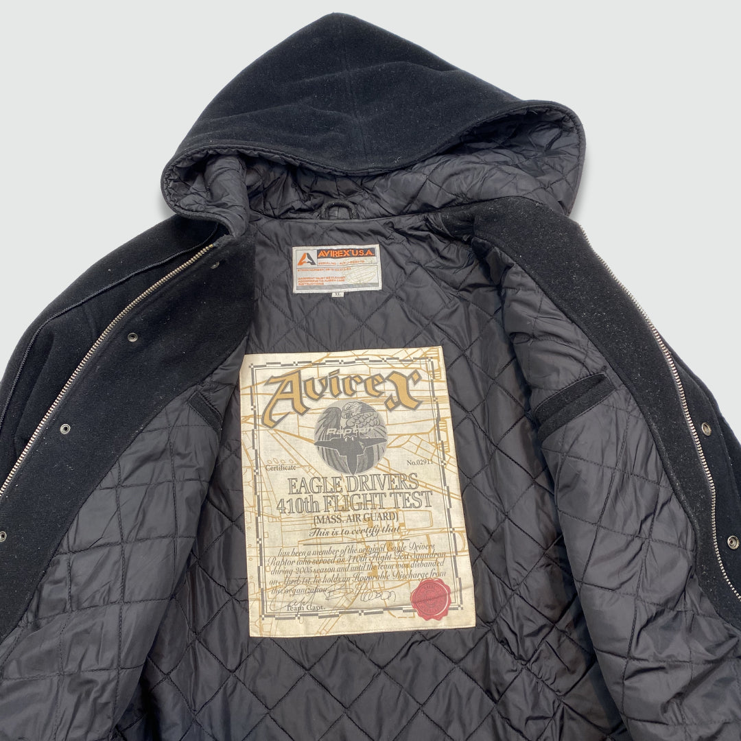 Vintage Avirex Hooded Wool Jacket (XL)