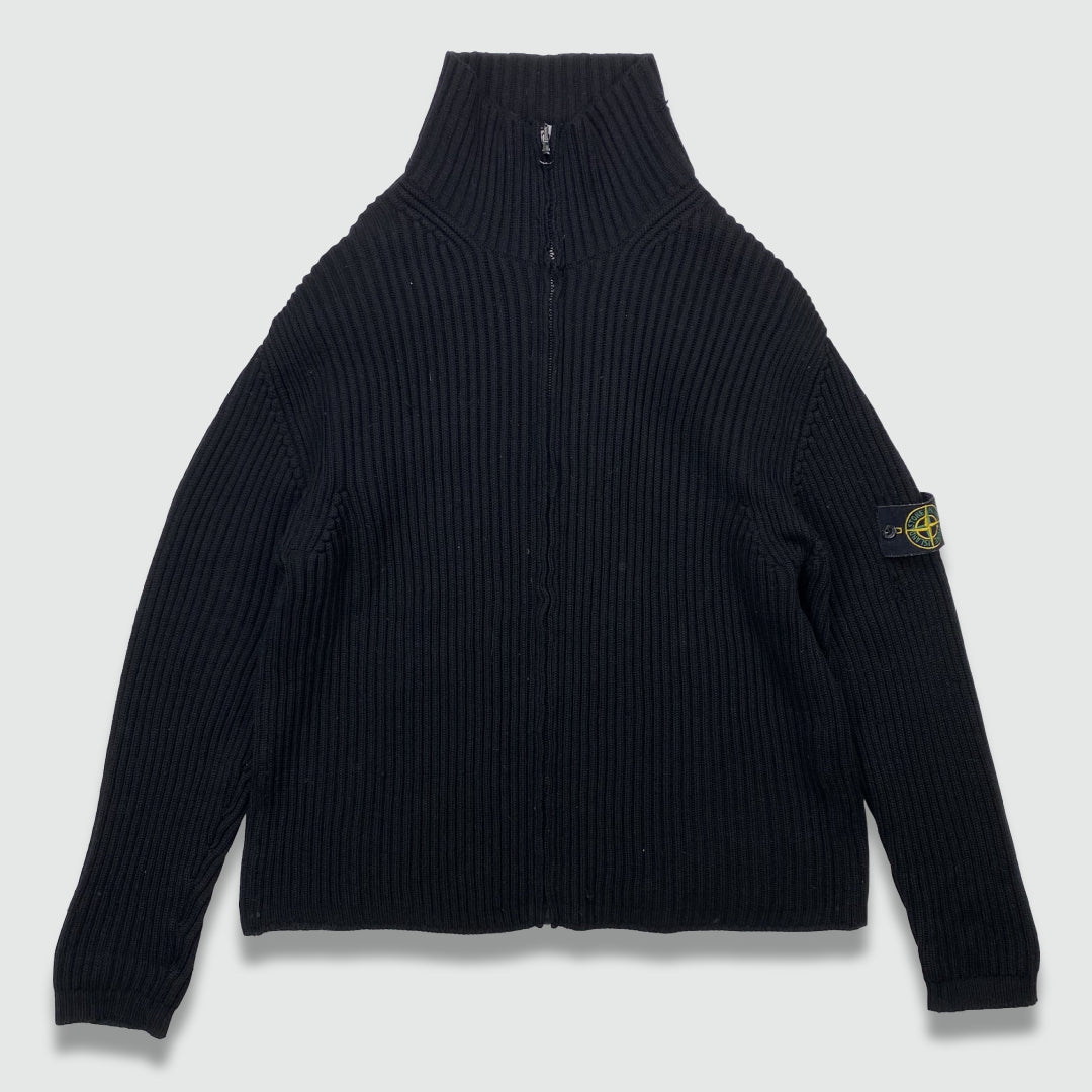 AW 2001 Stone Island Ribbed Zip Up Jumper (XL)